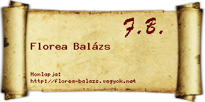 Florea Balázs névjegykártya